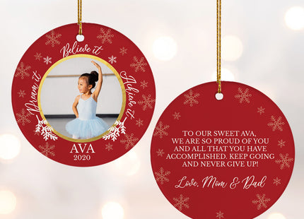 engraved personalized dance ballet dream it - red christmas ornament – Christmas ornament, holiday tree decoration or gift