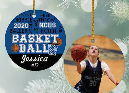 custom personalized word cloud basketball - gold christmas ornament – Christmas ornament, holiday tree decoration or gift