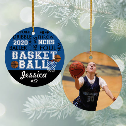custom personalized word cloud basketball - gold christmas ornament – Christmas ornament, holiday tree decoration or gift