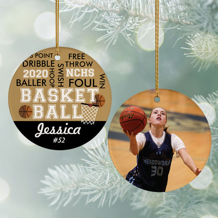 holiday personalized word cloud basketball - orange christmas ornament – Christmas ornament, holiday tree decoration or gift