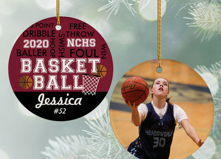 personalized personalized word cloud basketball - maroon christmas ornament – Christmas ornament, holiday tree decoration or 