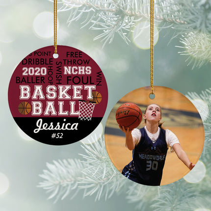 personalized personalized word cloud basketball - maroon christmas ornament – Christmas ornament, holiday tree decoration or 
