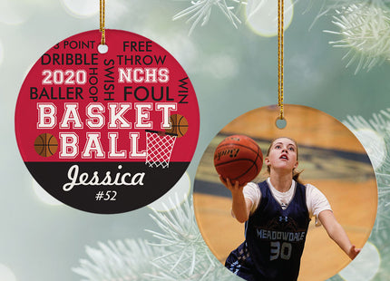 decorative personalized word cloud basketball - baby blue christmas ornament – Christmas ornament, holiday tree decoration or