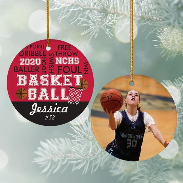 decorative personalized word cloud basketball - baby blue christmas ornament – Christmas ornament, holiday tree decoration or