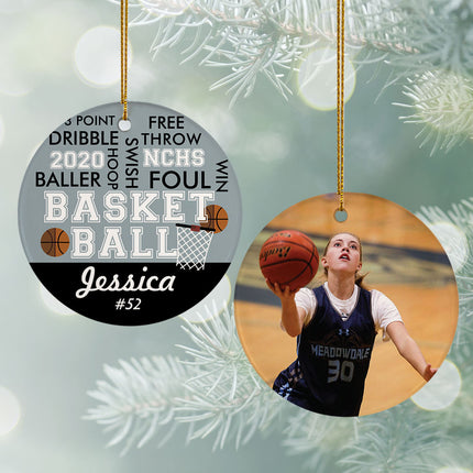 custom personalized word cloud basketball - purple christmas ornament – Christmas ornament, holiday tree decoration or gift