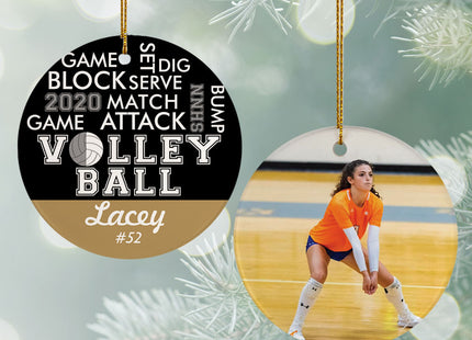 keepsake personalized word cloud volleyball - green christmas ornament – Christmas ornament, holiday tree decoration or gift