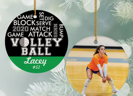 holiday personalized word cloud volleyball - orange christmas ornament – Christmas ornament, holiday tree decoration or gift