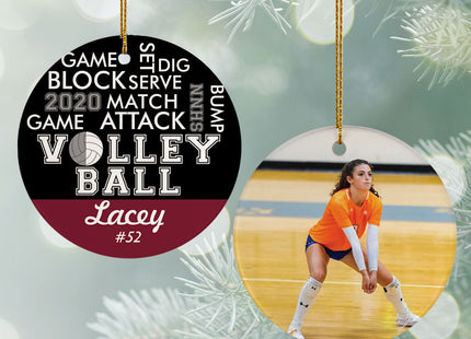 custom personalized word cloud volleyball - gold christmas ornament – Christmas ornament, holiday tree decoration or gift