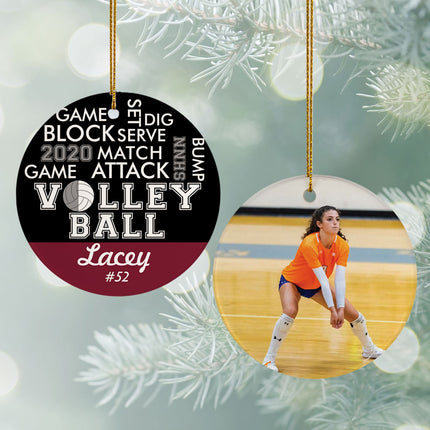 custom personalized word cloud volleyball - gold christmas ornament – Christmas ornament, holiday tree decoration or gift
