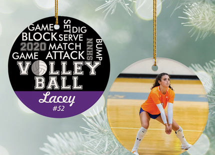 decorative personalized word cloud volleyball - baby blue christmas ornament – Christmas ornament, holiday tree decoration or