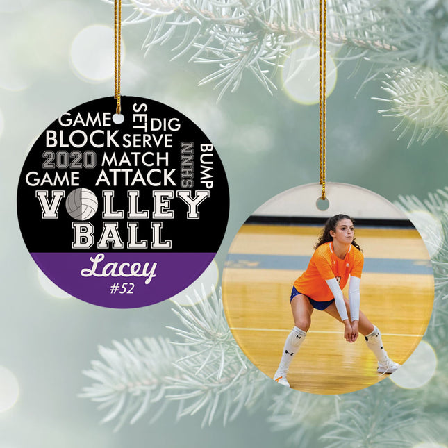 decorative personalized word cloud volleyball - baby blue christmas ornament – Christmas ornament, holiday tree decoration or