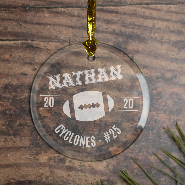engraved personalized football christmas ornament – Christmas ornament, holiday tree decoration or gift