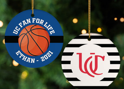 decorative personalized college basketball christmas ornament – Christmas ornament, holiday tree decoration or gift