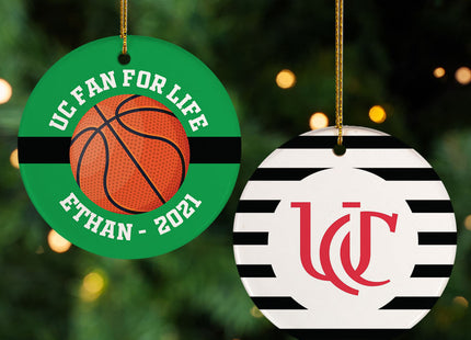 decorative personalized college basketball christmas ornament – Christmas ornament, holiday tree decoration or gift