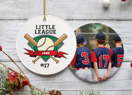 holiday personalized little league photo christmas ornament – Christmas ornament, holiday tree decoration or gift