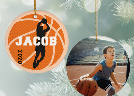 keepsake personalized basketball photo christmas ornament – Christmas ornament, holiday tree decoration or gift