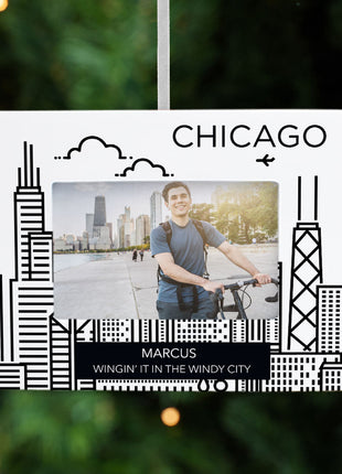 Personalized Chicago Picture Frame Photo Ornament by ORNAMENTSHOP EXCLUSIVE Personalized Ornament