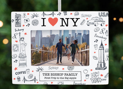 decorative personalized new york picture frame photo ornament – Christmas ornament, holiday tree decoration or gift