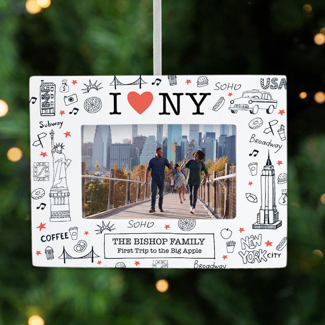 decorative personalized new york picture frame photo ornament – Christmas ornament, holiday tree decoration or gift