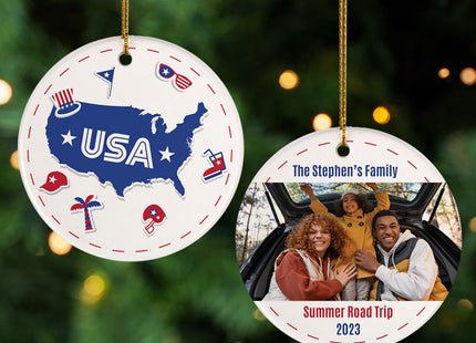 engraved personalized usa christmas ornament – Christmas ornament, holiday tree decoration or gift