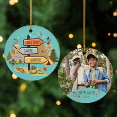 keepsake personalized happy campers photo christmas ornament – Christmas ornament, holiday tree decoration or gift