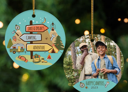 keepsake personalized happy campers photo christmas ornament – Christmas ornament, holiday tree decoration or gift