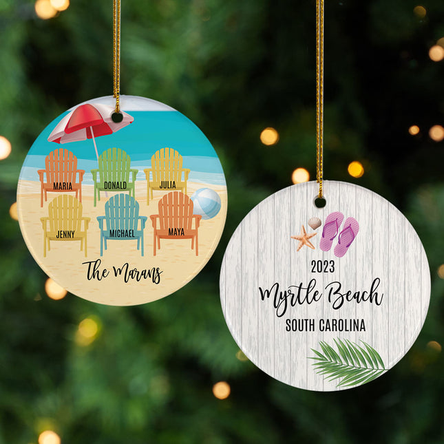 holiday personalized family of 6 vacation christmas ornament – Christmas ornament, holiday tree decoration or gift
