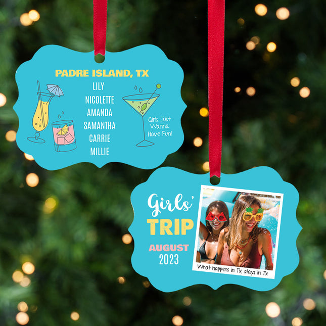custom personalized girl's trip christmas ornament – Christmas ornament, holiday tree decoration or gift