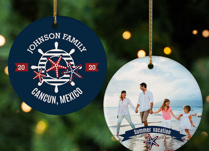 personalized personalized beach vacation travel photo christmas ornament – Christmas ornament, holiday tree decoration or gif