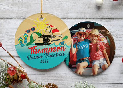 holiday personalized beach vacation travel photo christmas ornament – Christmas ornament, holiday tree decoration or gift