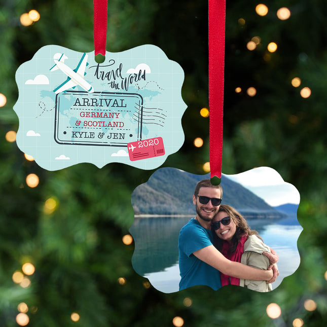 engraved personalized world traveler christmas ornament – Christmas ornament, holiday tree decoration or gift