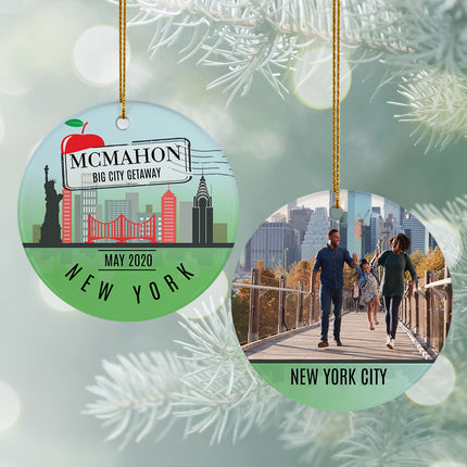 engraved personalized new york travel photo christmas ornament – Christmas ornament, holiday tree decoration or gift