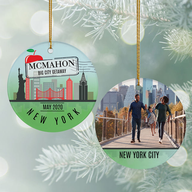 engraved personalized new york travel photo christmas ornament – Christmas ornament, holiday tree decoration or gift