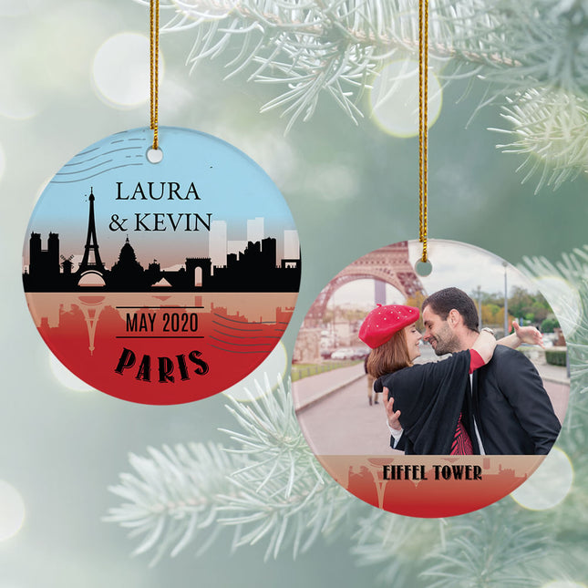 keepsake personalized paris travel photo christmas ornament – Christmas ornament, holiday tree decoration or gift