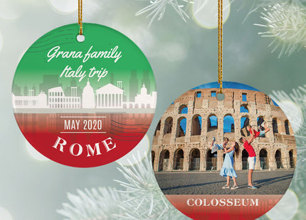 holiday personalized rome travel photo christmas ornament – Christmas ornament, holiday tree decoration or gift