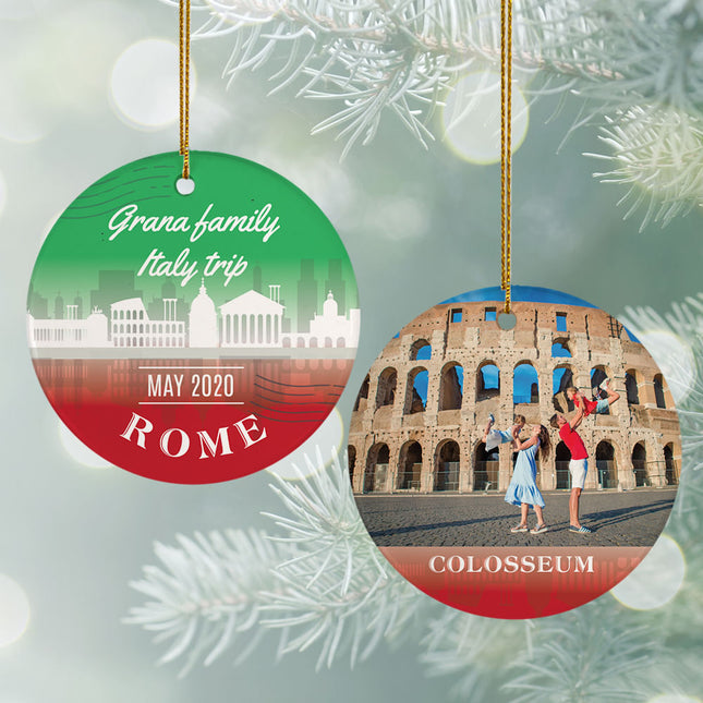 holiday personalized rome travel photo christmas ornament – Christmas ornament, holiday tree decoration or gift