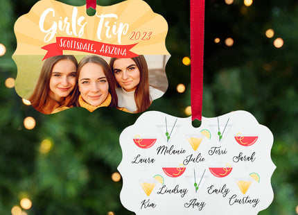 holiday personalized girl's trip christmas ornament – Christmas ornament, holiday tree decoration or gift
