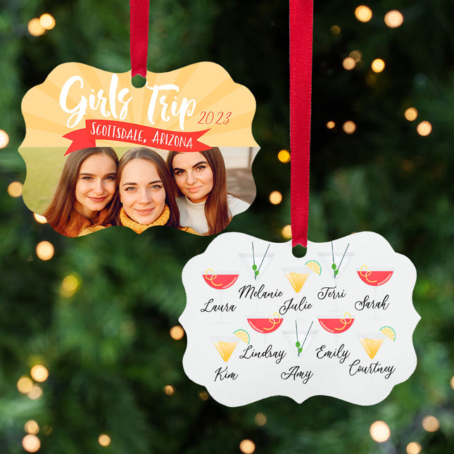 holiday personalized girl's trip christmas ornament – Christmas ornament, holiday tree decoration or gift