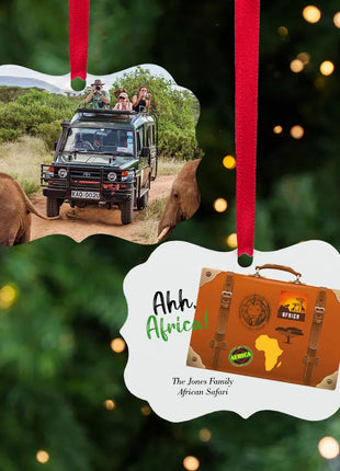 Personalized "Africa Suitcase Photo" Ornament Personalized Ornament by ORNAMENT SHOP EXCLUSIVE