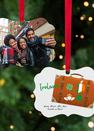 Personalized "Ireland Suitcase Photo" Ornament Personalized Ornament by ORNAMENT SHOP EXCLUSIVE