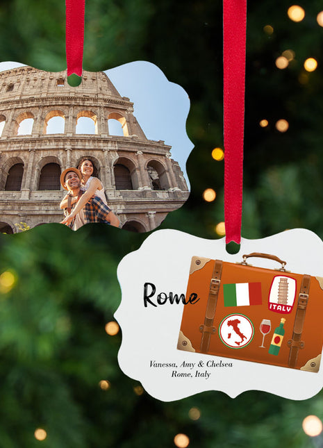 Personalized "Rome Suitcase Photo" Ornament Personalized Ornament by ORNAMENT SHOP EXCLUSIVE