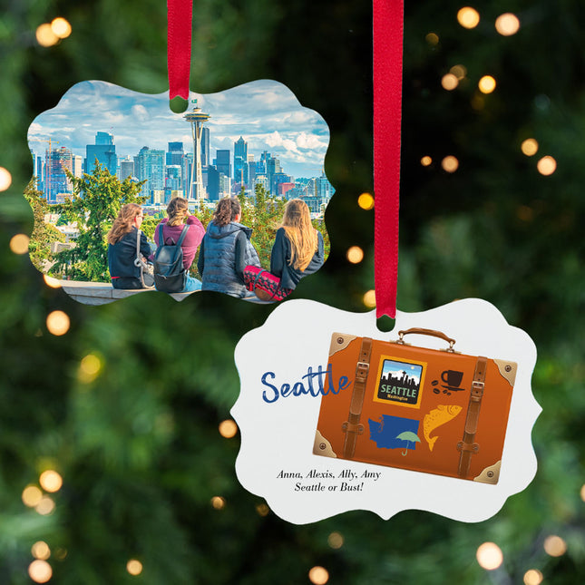 decorative personalized seattle suitcase photo christmas ornament – Christmas ornament, holiday tree decoration or gift