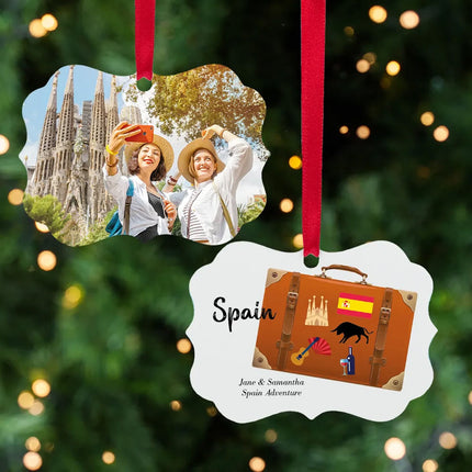 Country + Suitcase Vacation Photo Ornament - COUNTRY - Spain created by ORNAMENT SHOP