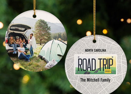 holiday personalized road trip anywhere photo christmas ornament – Christmas ornament, holiday tree decoration or gift