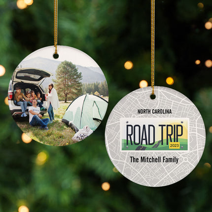 holiday personalized road trip anywhere photo christmas ornament – Christmas ornament, holiday tree decoration or gift