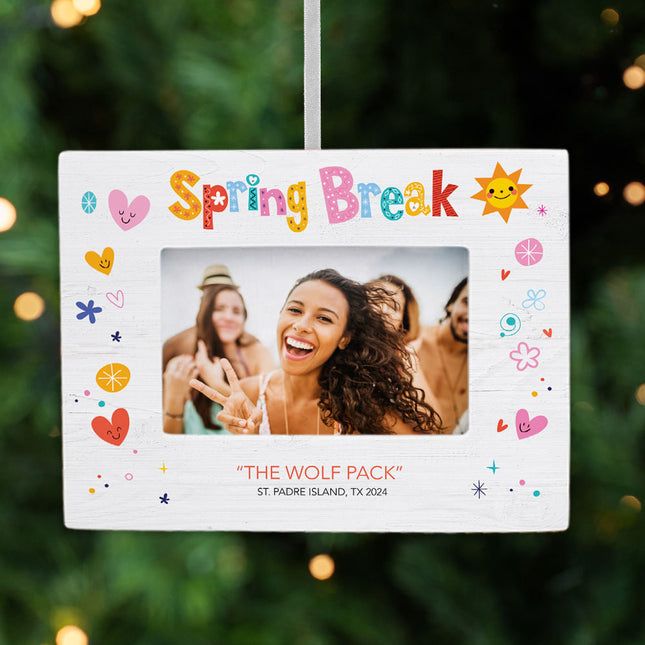 custom personalized spring break picture frame photo ornament – Christmas ornament, holiday tree decoration or gift