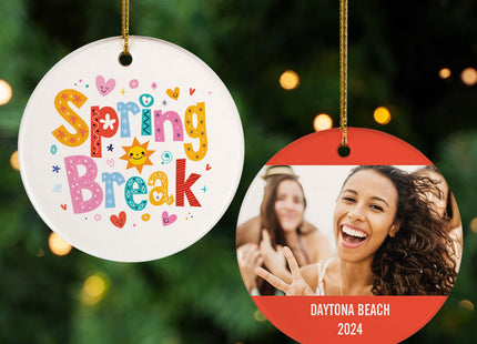 engraved personalized spring break photo christmas ornament – Christmas ornament, holiday tree decoration or gift
