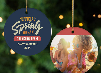 keepsake personalized spring break drinking team photo christmas ornament – Christmas ornament, holiday tree decoration or gi