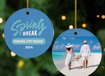 decorative personalized spring break panama city beach photo christmas ornament – Christmas ornament, holiday tree decoration