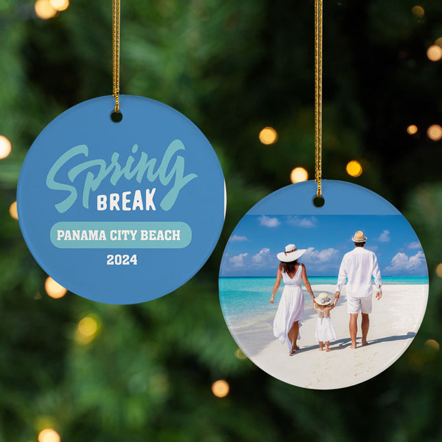 decorative personalized spring break panama city beach photo christmas ornament – Christmas ornament, holiday tree decoration